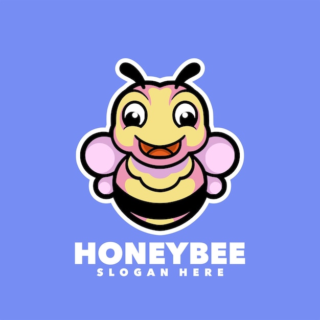 Cute honeybee mascot design template