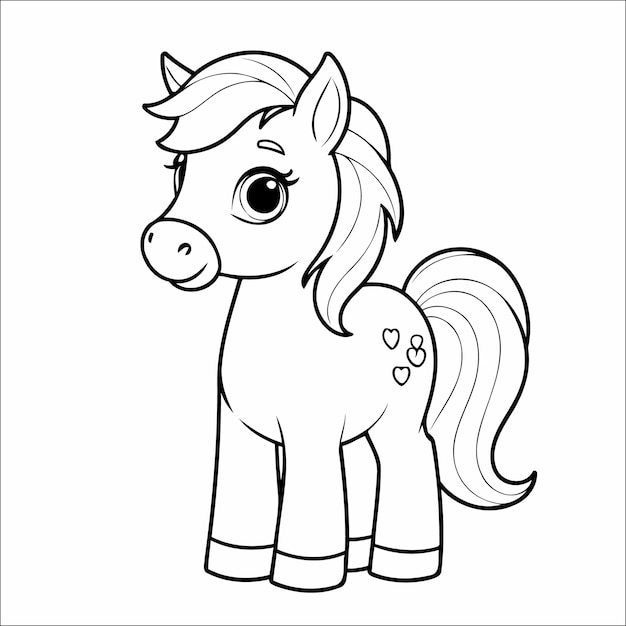 Cute Horse Coloring Page For Kids