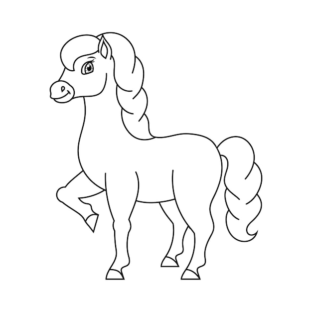 Cute horse Farm animal Coloring book page for kids