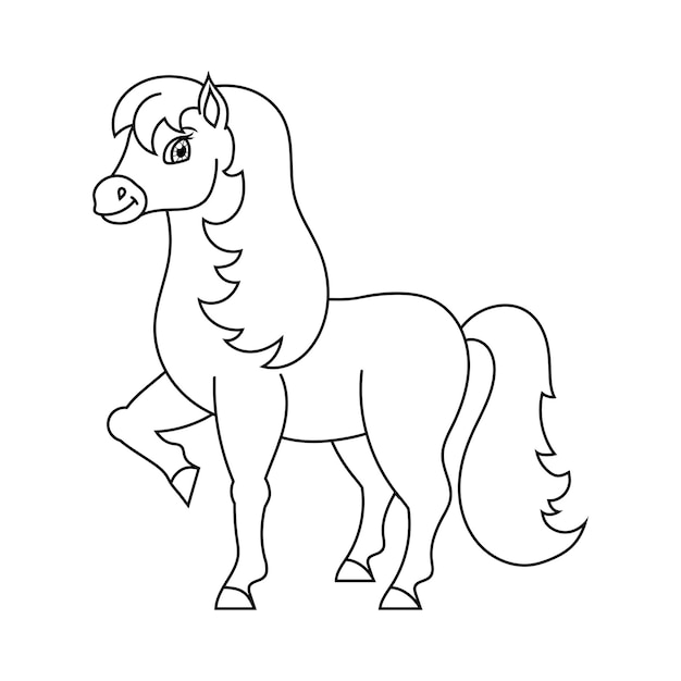 Cute horse Farm animal Coloring book page for kids