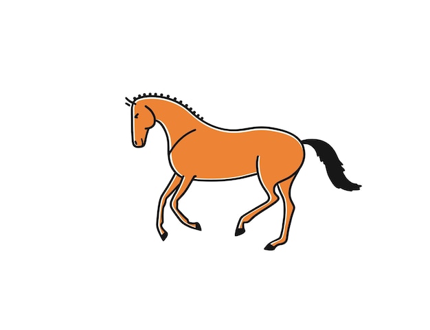 Cute horse runs on a white background Vector simple illustration