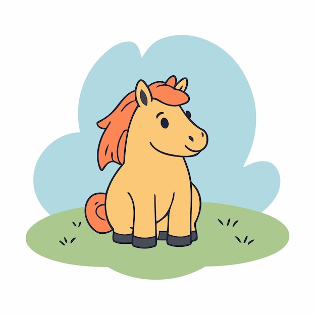 Vector cute horse vector illustration for children