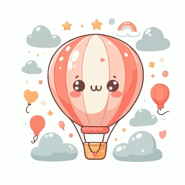 cute hot air balloon vector on white background