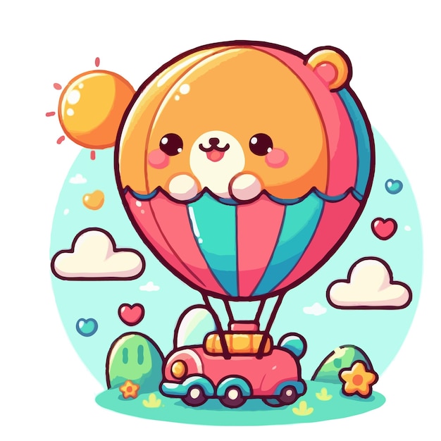 cute hot air balloon vector on white background