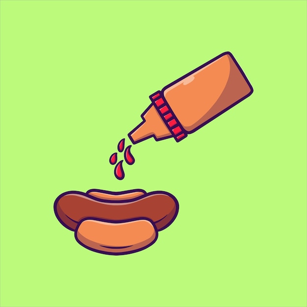 Cute hot dog vector icon illustration