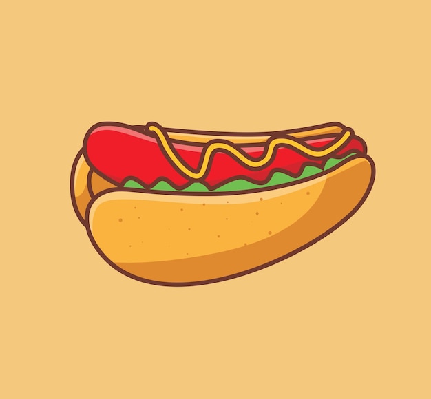 Cute hotdog mayonnaise vegetable cartoon animal food concept Isolated illustration Flat Style suitable for Sticker Icon Design Premium Logo vector Mascot Character