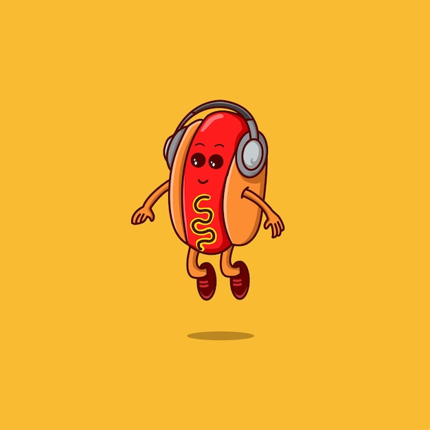 Cute Hotdog with headset