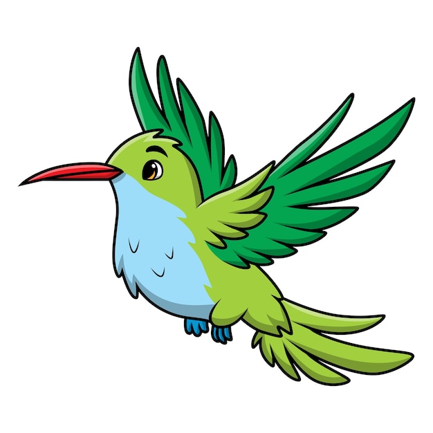 Cute hummingbird cartoon on white background