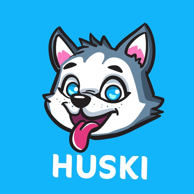 Cute huski head dog vector illustration