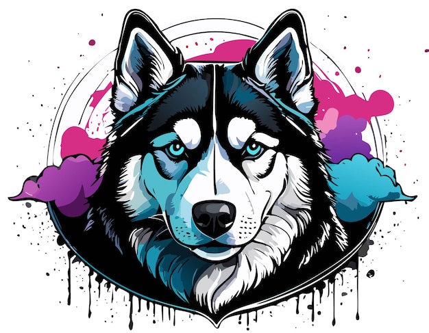 Cute Husky Dog Sitting Cartoon Vector design or Siberian animal illustration wolf husky