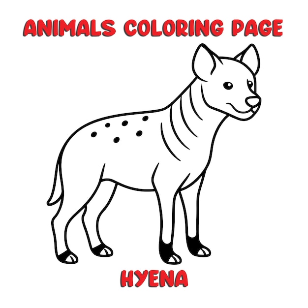 Vector cute hyena outline art illustration coloring page book for kids