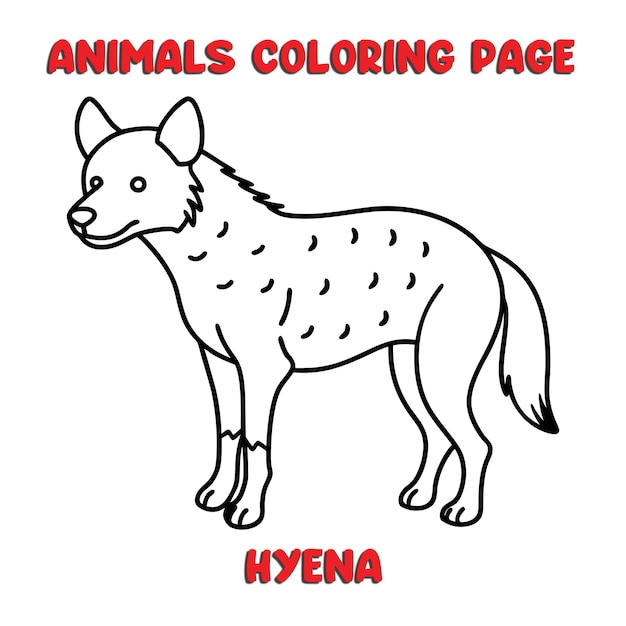 Vector cute hyena outline art illustration coloring page book for kids