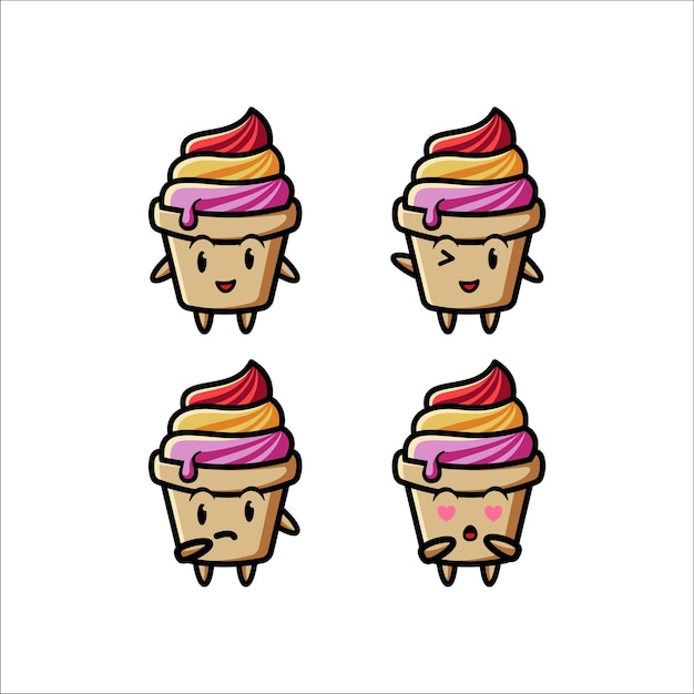 Cute ice cream character premium vector