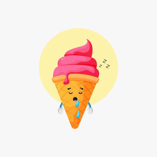 Cute ice cream character sleeping