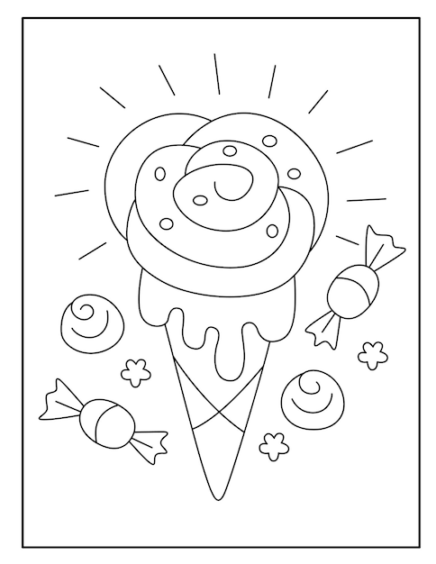 Cute ice cream coloring page