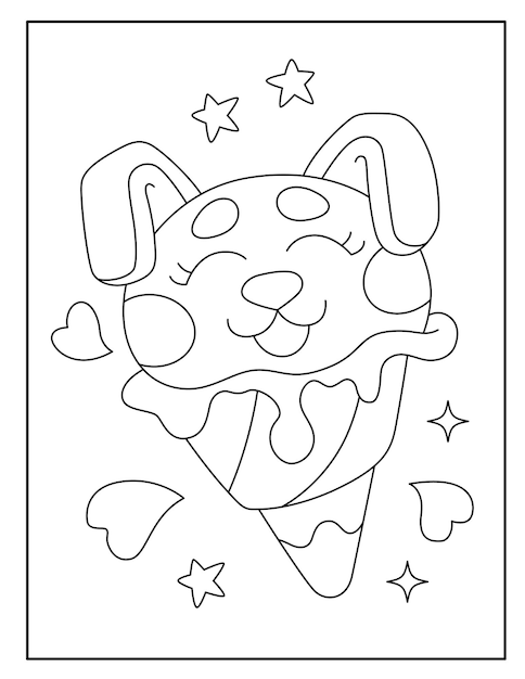 Cute ice cream coloring page