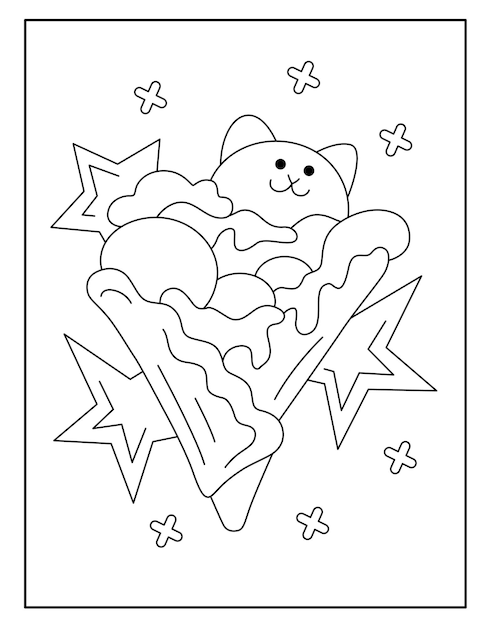 Cute ice cream coloring page