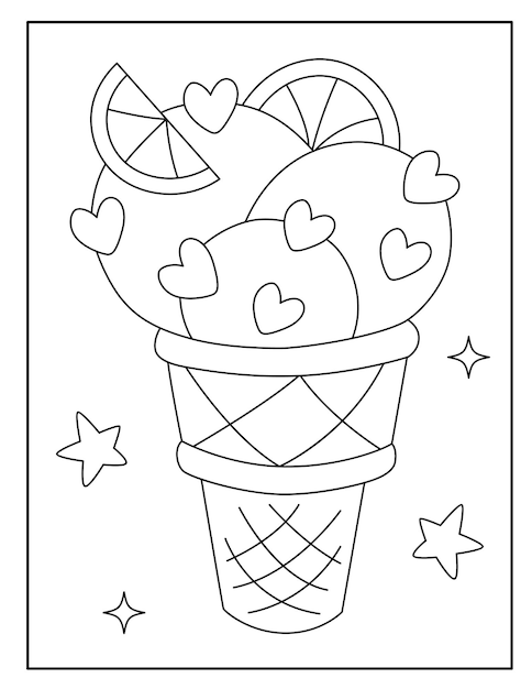 Cute ice cream coloring page