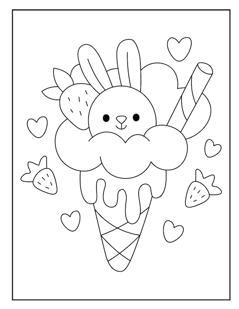 Cute ice cream coloring page