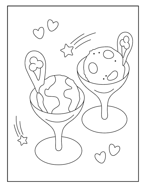 Cute ice cream coloring page