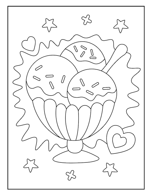 Cute ice cream coloring page