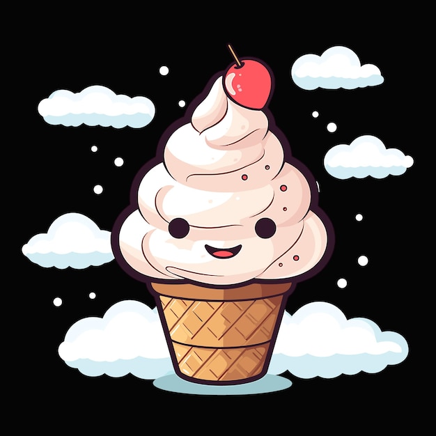 Cute ice cream cone cartoon vector icon illustration food drink icon concept