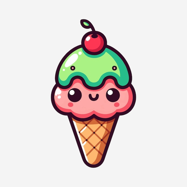 Vector a cute ice cream flat illustration icecream vector drawing colorful cartoon icecream illustration on