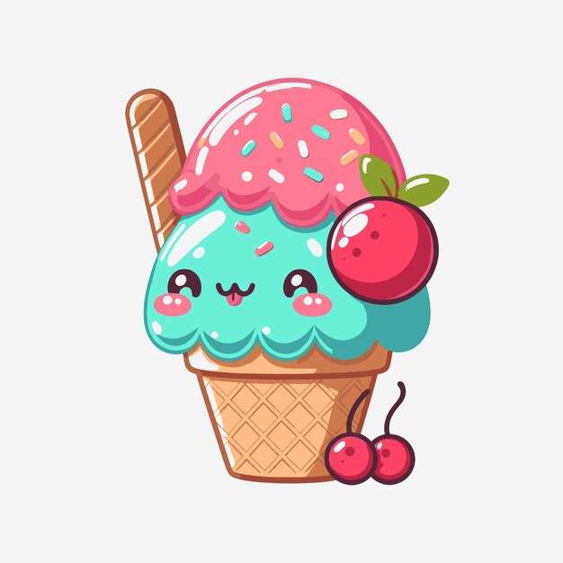 Vector a cute ice cream flat illustration icecream vector drawing colorful cartoon icecream illustration on