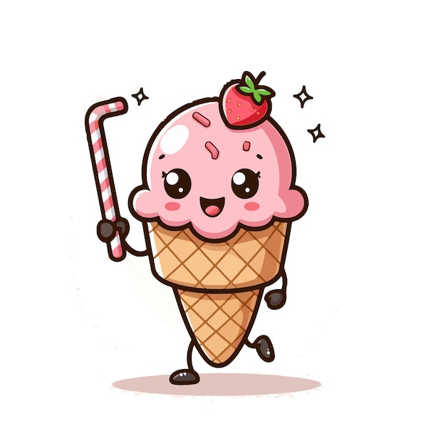 Vector cute ice cream illustration vector on white background