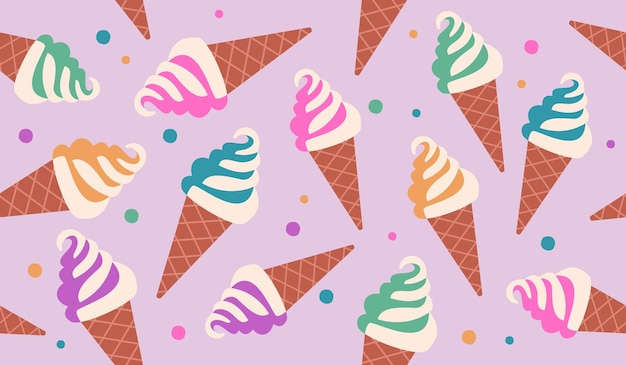 Vector cute ice cream pattern background vector design