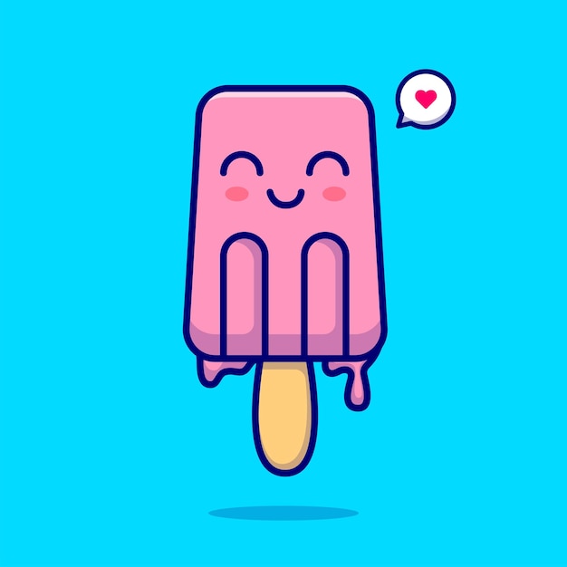 Vector cute ice cream popsicle cartoon vector icon illustration. food holiday icon concept isolated premium