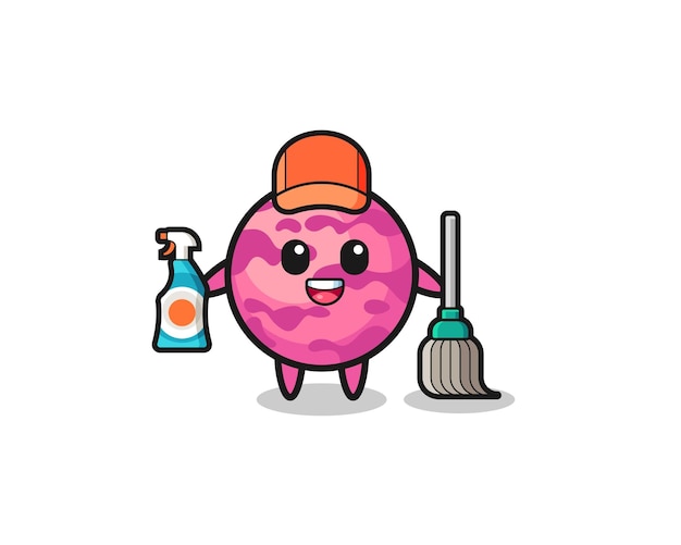 Cute ice cream scoop character as cleaning services mascot  cute design