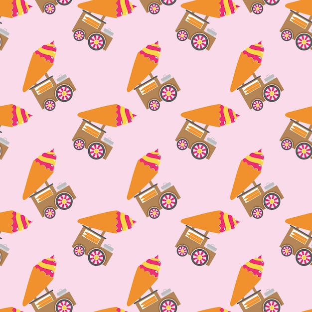 Cute ice cream truck seamless pattern