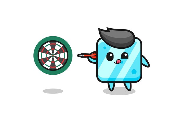 Cute ice cube is playing dart , cute design