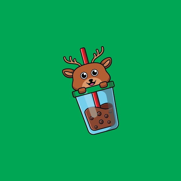 Cute Ice Deer Mascot Logo Design Illustration