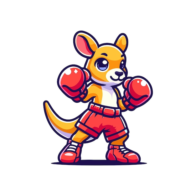 cute icon character kangaroo boxer