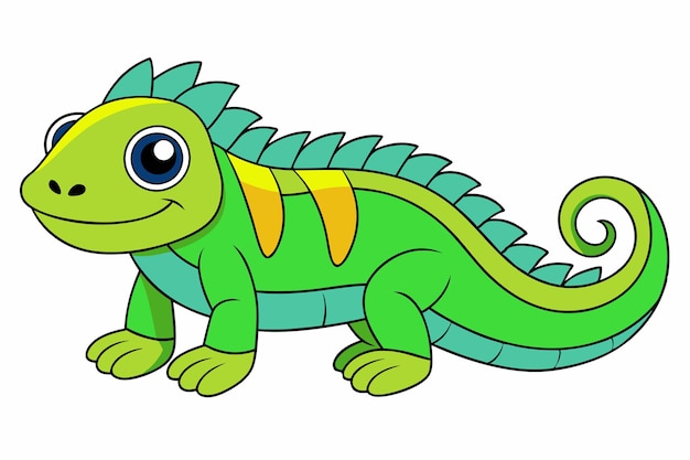 Vector cute iguana vector illustration cartoon clipart and line art design for printable graphics