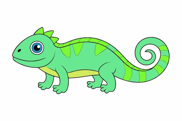 Cute Iguana Vector Illustration Cartoon Clipart and Line Art Design for Printable Graphics