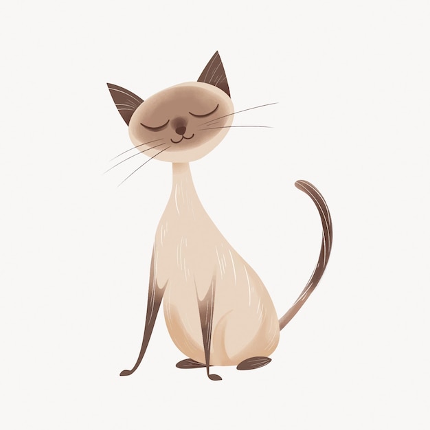 Vector cute illustrated siamese cat