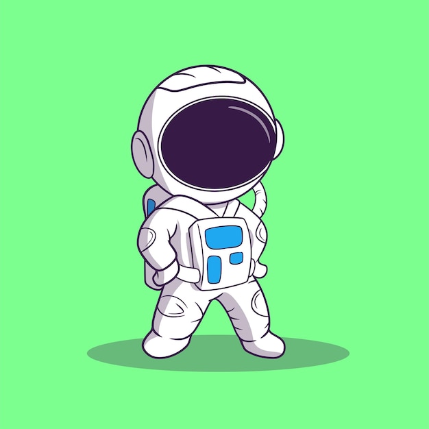 Cute illustration astronaut character feeling strong