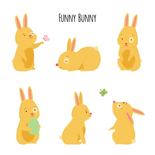 Cute illustration of cheerful rabbits 