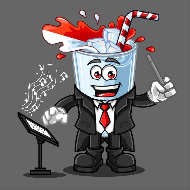 Cute Indonesia drink flag conductor music vector mascot illustration