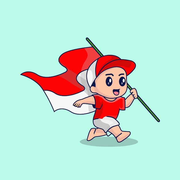 Cute Indonesian Kid Patriotic Theme