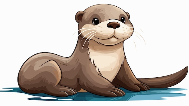 Vector cute isolated otter illustration in vector form