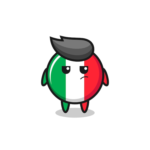 Cute italy flag character with suspicious expression