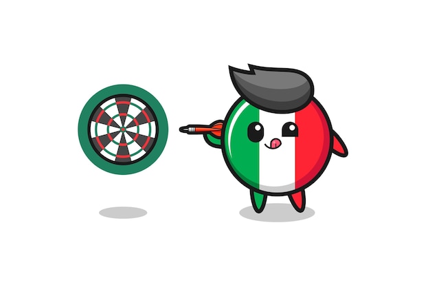 Cute italy flag is playing dart