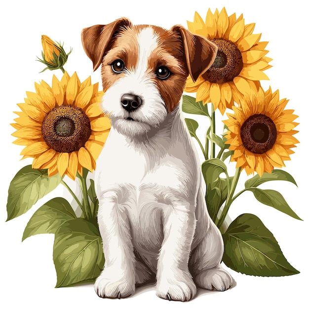 Cute Jack Russell Terrier Dog cartoon Vector Style white background