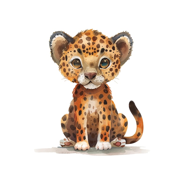 Cute jaguar vector illustration in watercolour style