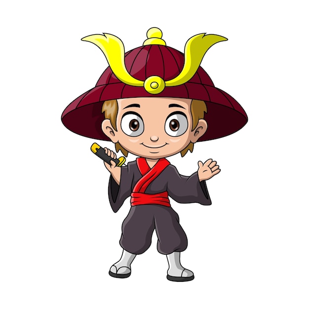 Cute japanese samurai warrior cartoon