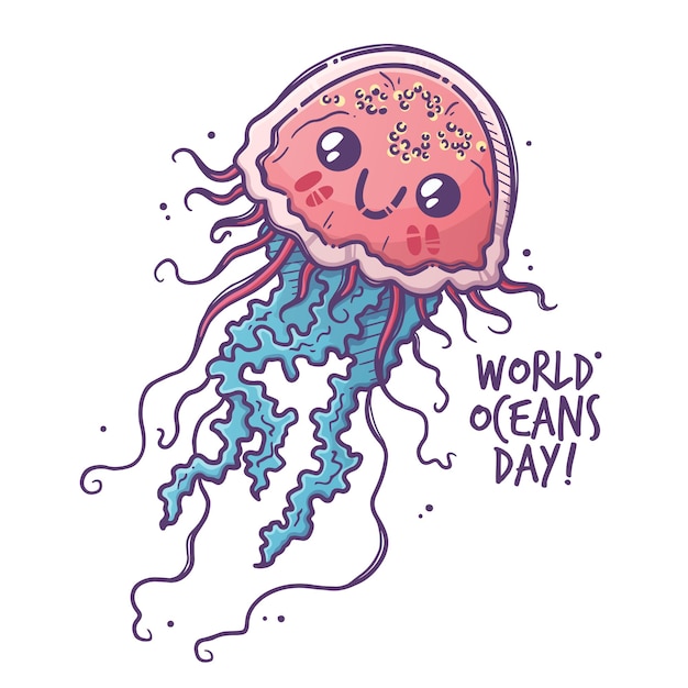 Cute jellyfish as a symbol of World Ocean Day